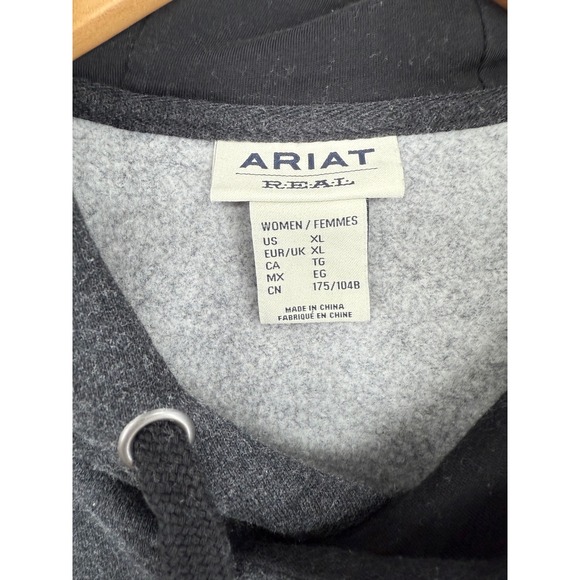 Ariat Women Charcoal Embroidered Gray Hoodie Sweatshirt Western Rodeo Cowgirl XL - Picture 3 of 10